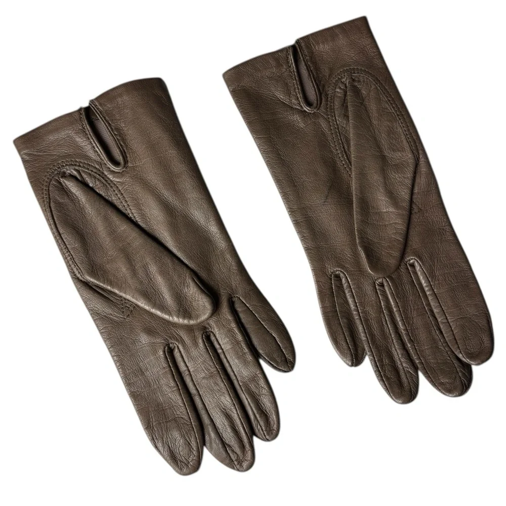 Vintage Tan Leather Gloves Driving Short Brown Women’s Brown Taupe Neutral